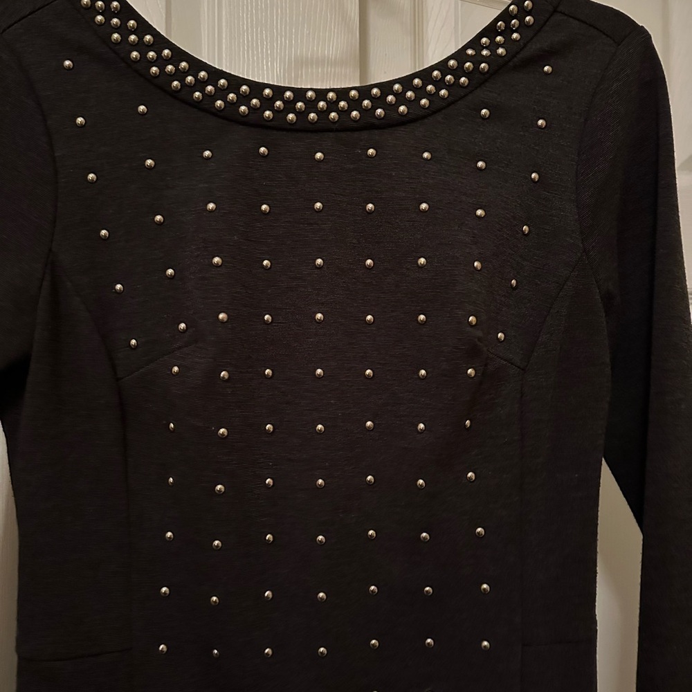 Charcoal Gray Studded Midi Dress